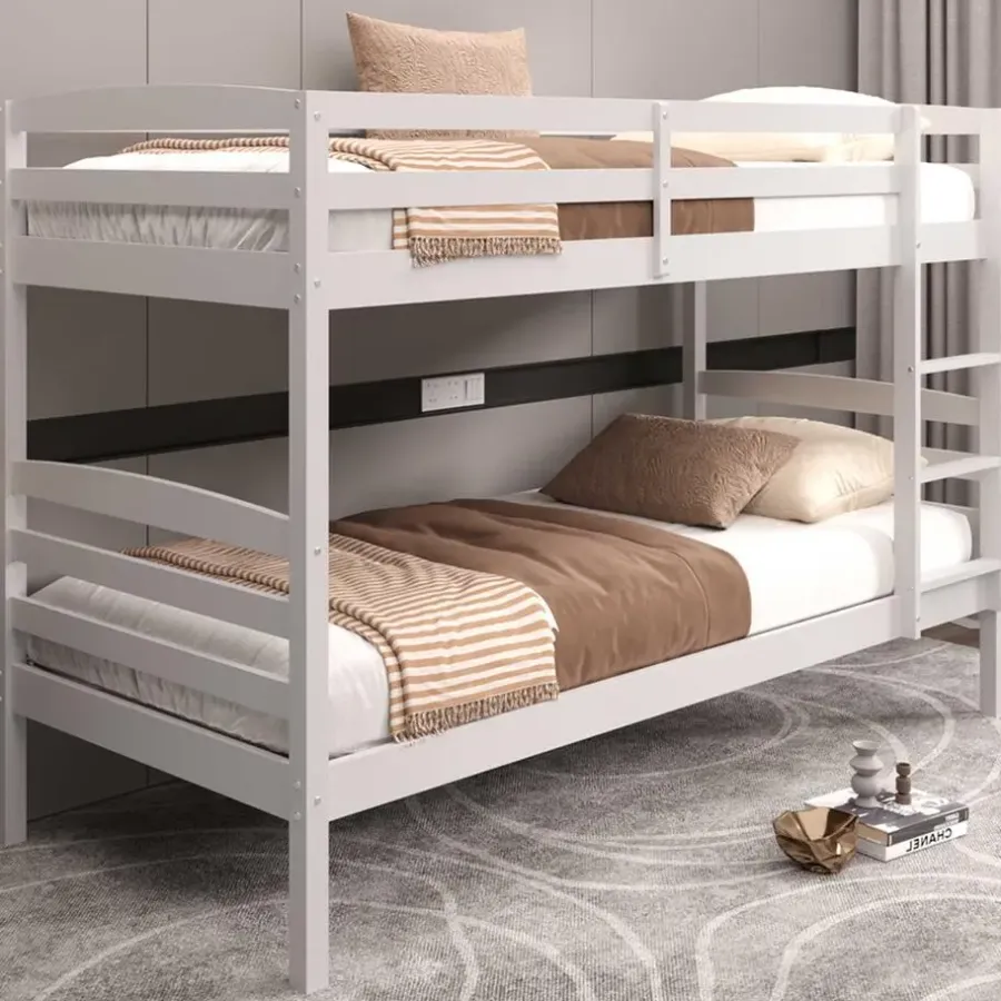 Kinderbedden-Rousseau Stapelbed Roy 90x200 - splitsbaar - wit grenen
