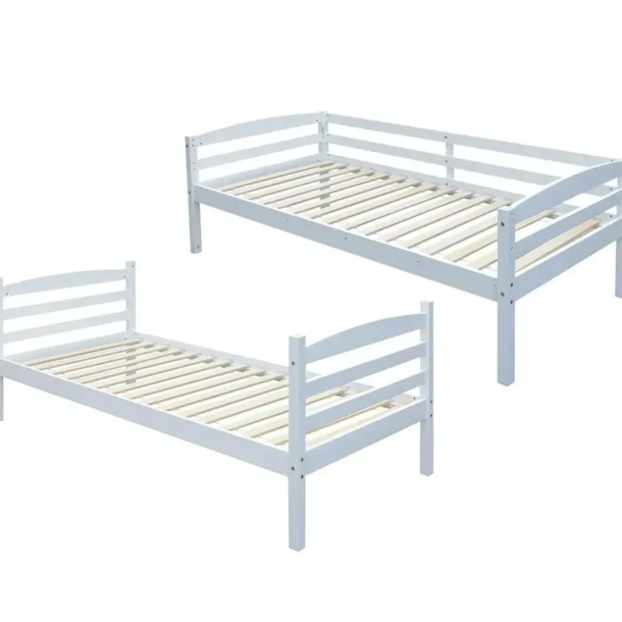 Kinderbedden-Rousseau Stapelbed Roy 90x200 - splitsbaar - wit grenen