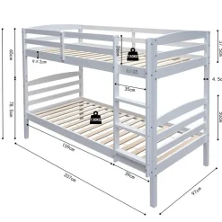 Kinderbedden-Rousseau Stapelbed Roy 90x200 - splitsbaar - wit grenen