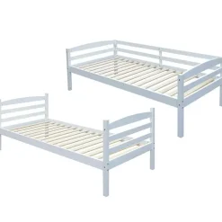 Kinderbedden-Rousseau Stapelbed Roy 90x200 - splitsbaar - wit grenen