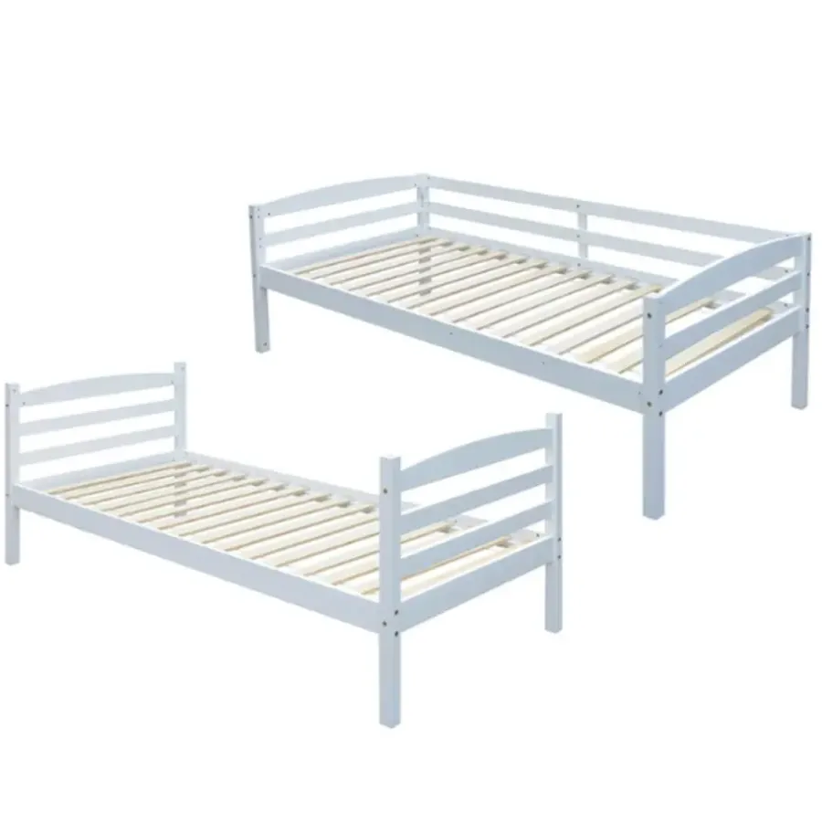 Kinderbedden-Rousseau Stapelbed Roy 90x200 - splitsbaar - wit grenen