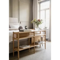 Wandkasten-Leen Bakker Rowico Home Holton Hoge Houten Wandkast - B 140 cm - Naturel