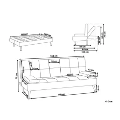 Beliani ROXEN - Slaapbank 3-zits - Donkergrijs - Polyester