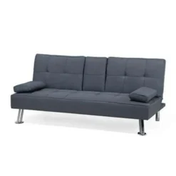 Beliani ROXEN - Slaapbank 3-zits - Donkergrijs - Polyester