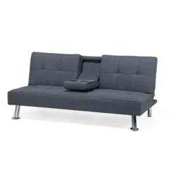 Beliani ROXEN - Slaapbank 3-zits - Donkergrijs - Polyester