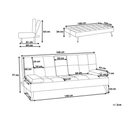 Beliani ROXEN - Slaapbank 3-zits - Grijs - Polyester
