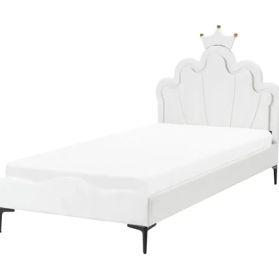 Beliani RUBIAN - Bed met LED - Wit - 90 x 200 cm - Fluweel