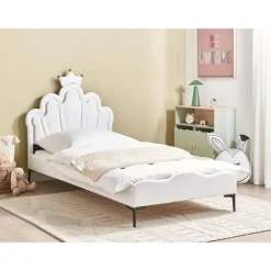 Beliani RUBIAN - Bed met LED - Wit - 90 x 200 cm - Fluweel