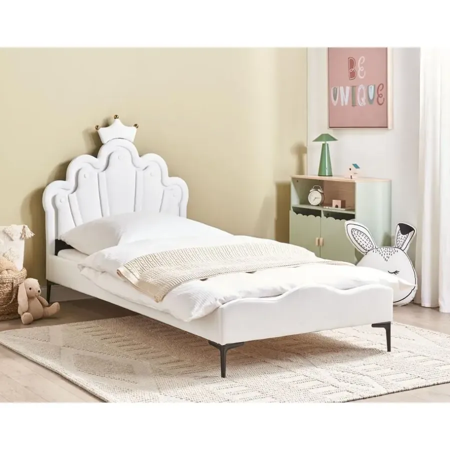 Beliani RUBIAN - Bed met LED - Wit - 90 x 200 cm - Fluweel