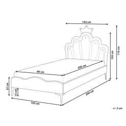 Beliani RUBIAN - Bed met LED - Wit - 90 x 200 cm - Fluweel