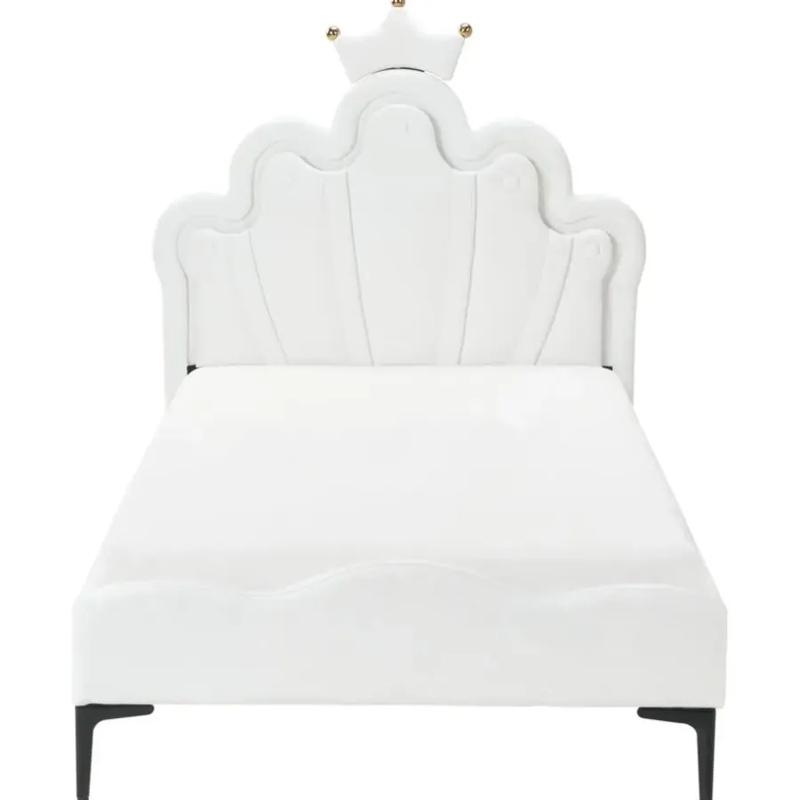 Beliani RUBIAN - Bed met LED - Wit - 90 x 200 cm - Fluweel