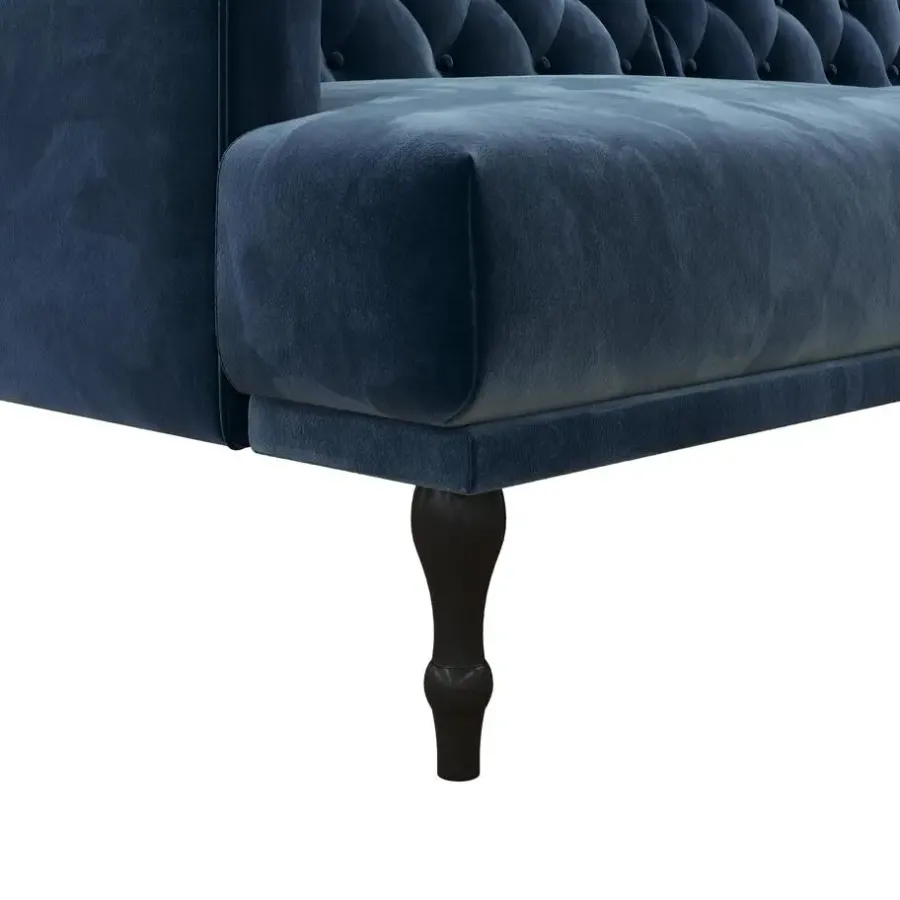Dorel Home Ruby - 3-zits slaapbank in blauw fluweel