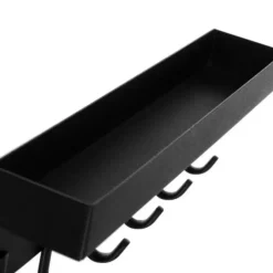 Merkloos Ruhhy Kapstok - zwart - 8 x 24 cm - ijzer - 6 haken - met plank