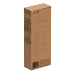 Merkloos Ruhhy Kapstok - zwart - 8 x 24 cm - ijzer - 6 haken - met plank