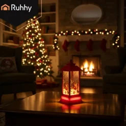 Leen Bakker Ruhhy Kerstlantaarn - rood - 12 x 5 cm - kunststof - LED
