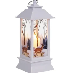 Kandelaars En Windlichten-Leen Bakker Ruhhy Kerstlantaarn - wit - 12 x 5 cm - kunststof - LED