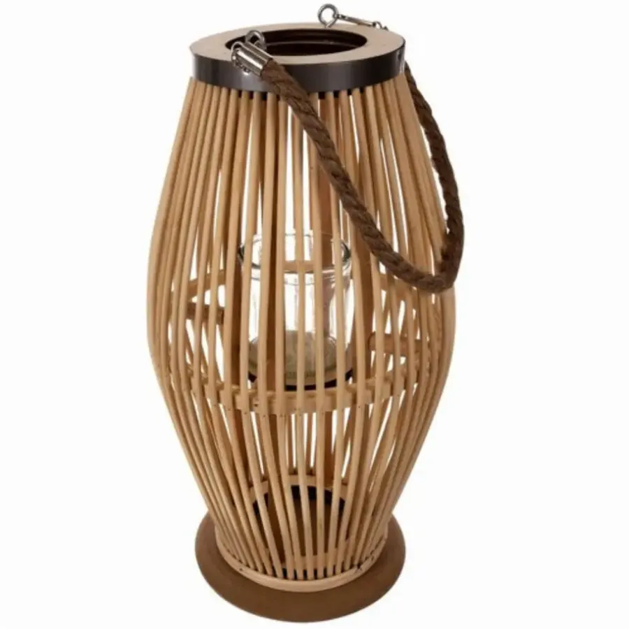 Kandelaars En Windlichten-Leen Bakker Ruhhy Lantaarn Rotan - bamboe - natuurlijke look - H40 cm
