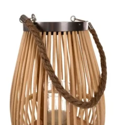 Kandelaars En Windlichten-Leen Bakker Ruhhy Lantaarn Rotan - bamboe - natuurlijke look - H40 cm