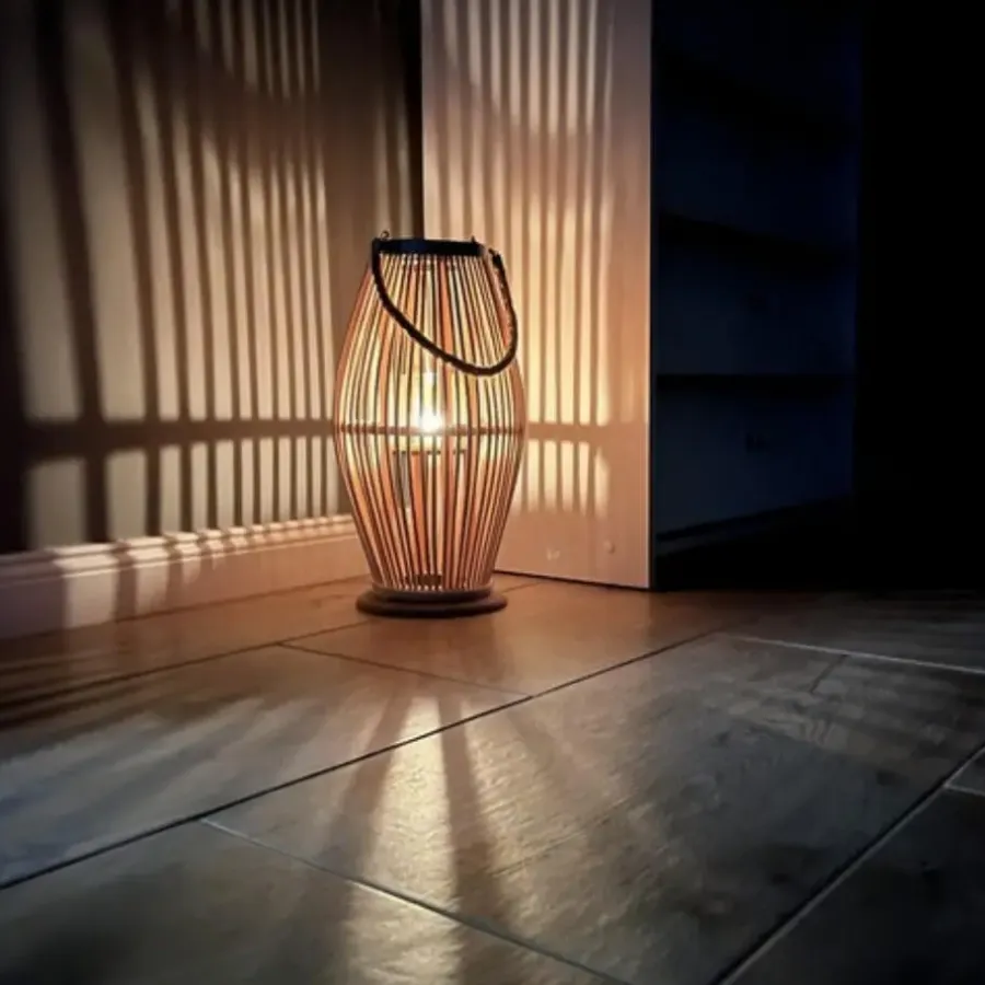 Kandelaars En Windlichten-Leen Bakker Ruhhy Lantaarn Rotan - bamboe - natuurlijke look - H40 cm