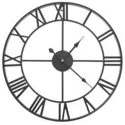 Merkloos Ruhhy Wandklok/muur klok Vintage - metaal - zwart - D47 cm - 3D