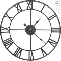Merkloos Ruhhy Wandklok/muur klok Vintage - metaal - zwart - D47 cm - 3D