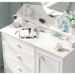 Ladekasten|Ladekasten-Leen Bakker Rustic commode ladekast wit compleet meisjeskamer