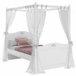 Kinderbedden-Leen Bakker Rustic hemelbed meisjesbed meisjeskamer 200 x 100 cm
