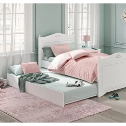 Kinderbedden-Leen Bakker Rustic hemelbed twijfelaar meisjesbed meisjeskamer 200 x 120 cm