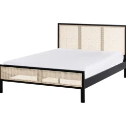 Beliani SALERNAS - Tweepersoonsbed - Zwart - 140 x 200 cm - Dennenhout