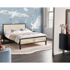 Beliani SALERNAS - Tweepersoonsbed - Zwart - 140 x 200 cm - Dennenhout