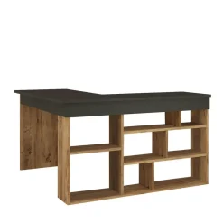 Hoekbureaus-Emob Sally Bureau 18mm MELAMINE Coat Atlantic Pine Zwart
