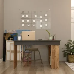 Hoekbureaus-Emob Sally Bureau 18mm MELAMINE Coat Atlantic Pine Zwart