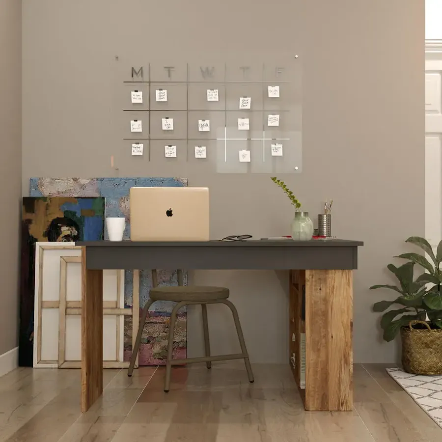 Hoekbureaus-Emob Sally Bureau 18mm MELAMINE Coat Atlantic Pine Zwart