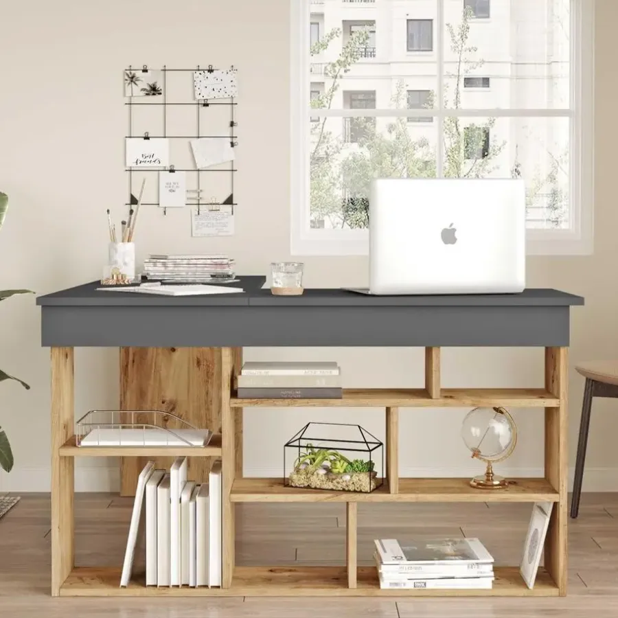 Hoekbureaus-Emob Sally Bureau 18mm MELAMINE Coat Atlantic Pine Zwart
