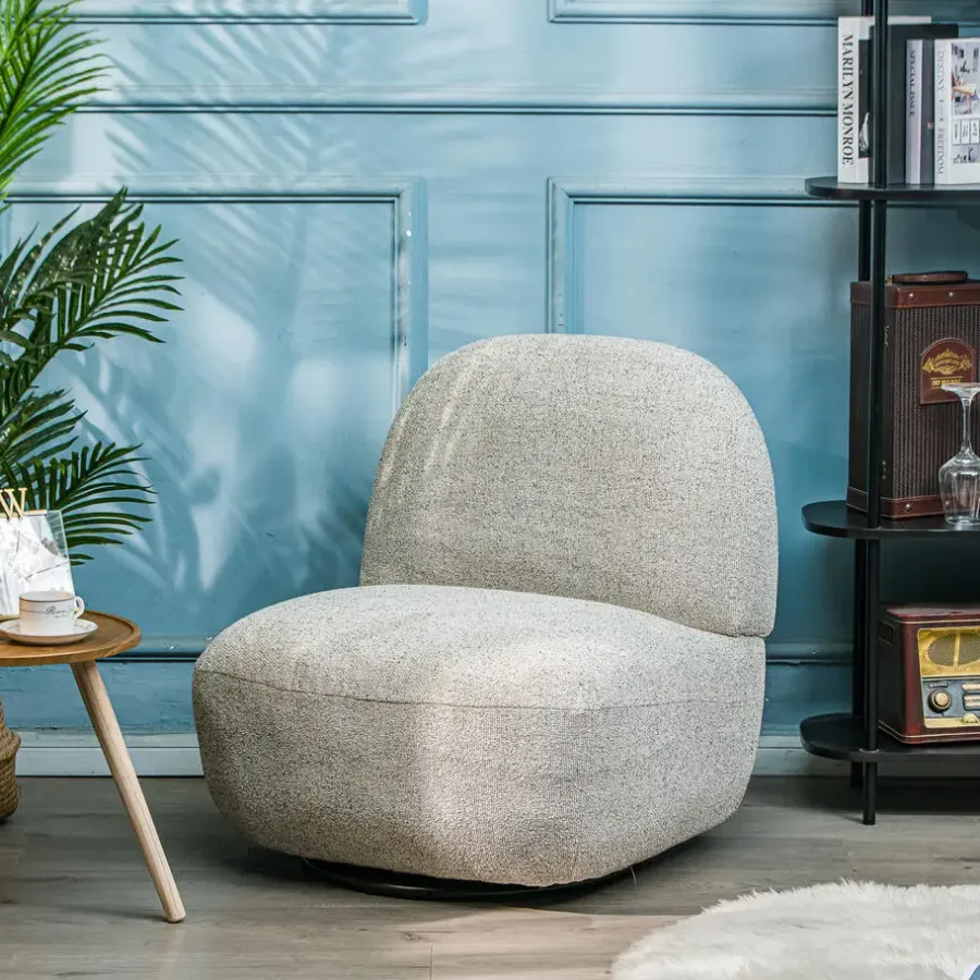 Nordlys Salonstoel Swivel van metaal en beige fluweel