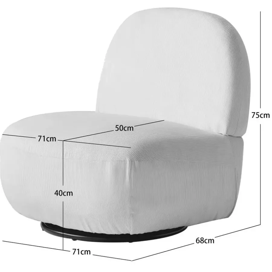 Nordlys Salonstoel Swivel van metaal en beige fluweel