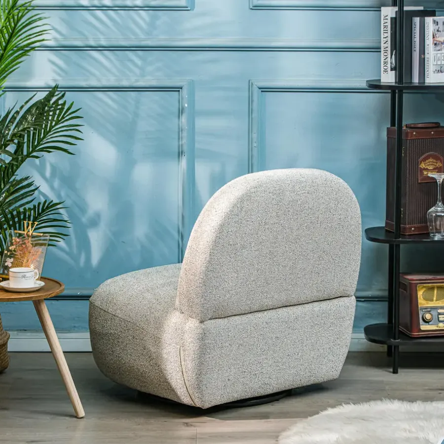 Nordlys Salonstoel Swivel van metaal en beige fluweel