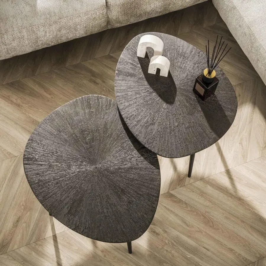 Salontafels-Giga Living Salontafel Brons Metaal - Set Van 2 - 76x61x43cm - Ray