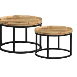 Salontafels-Leen Bakker Salontafel Ilja - naturel/zwart (2 stuks) - 40x70 cm