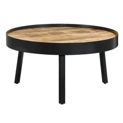 Leen Bakker Salontafel Jacco - naturel/zwart - 38xØ74 cm