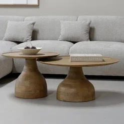 Giga Meubel Salontafel Naturel Mangohout - Ø60x42cm - Joji