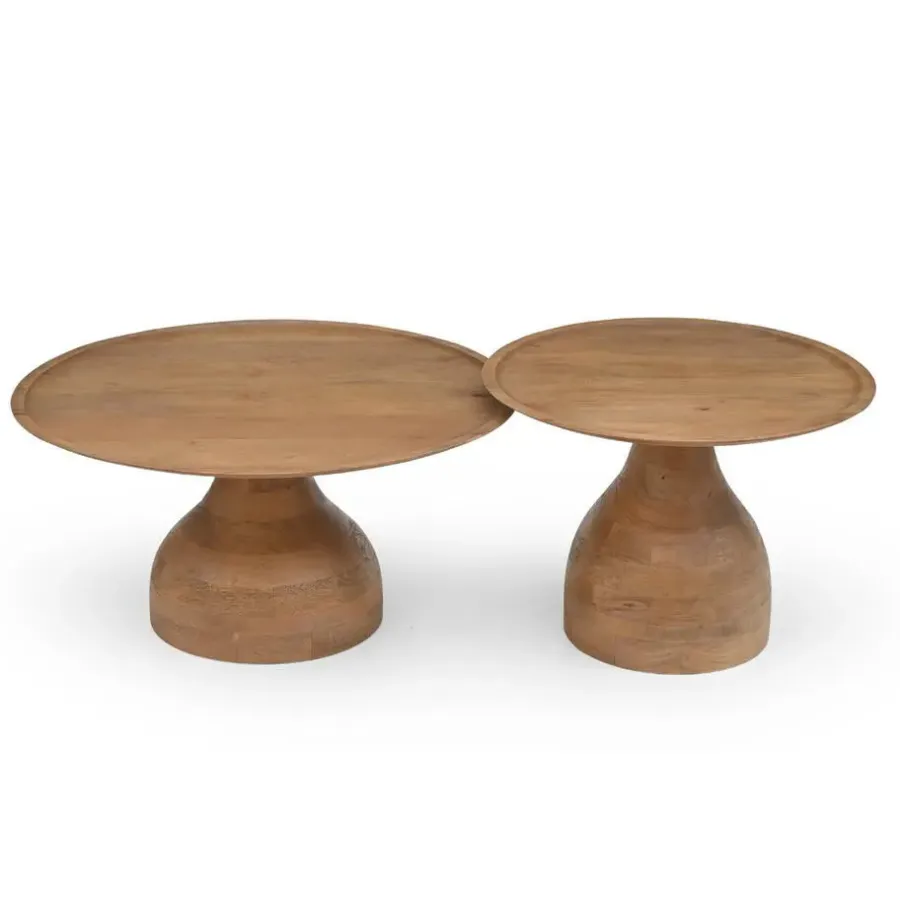 Giga Meubel Salontafel Naturel Mangohout - Ø80x39cm - Joji
