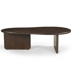 Salontafels-Giga Meubel Salontafel Organisch 130cm - Donkerbruin Mangohout - Sira
