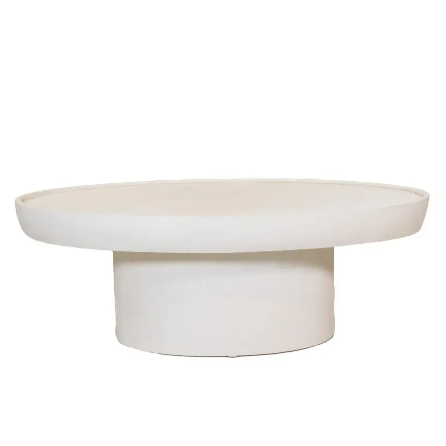 Salontafels-Giga Meubel Salontafel Ovaal - Beige - Betonlook - 120cm - Tess