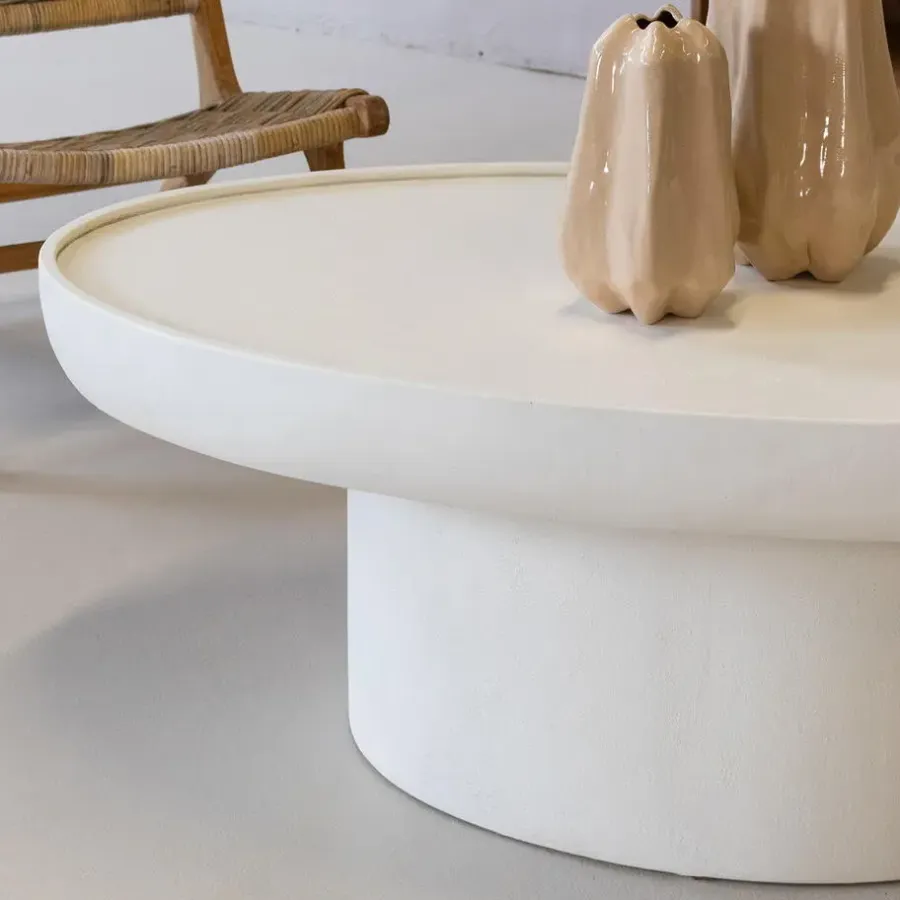 Salontafels-Giga Meubel Salontafel Ovaal - Beige - Betonlook - 120cm - Tess