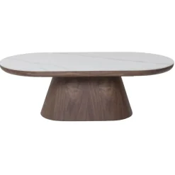 Giga Meubel Salontafel Ovaal - Walnoot Hout/Keramisch - 120x60x38cm - Alba