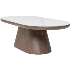 Giga Meubel Salontafel Ovaal - Walnoot Hout/Keramisch - 120x60x38cm - Alba