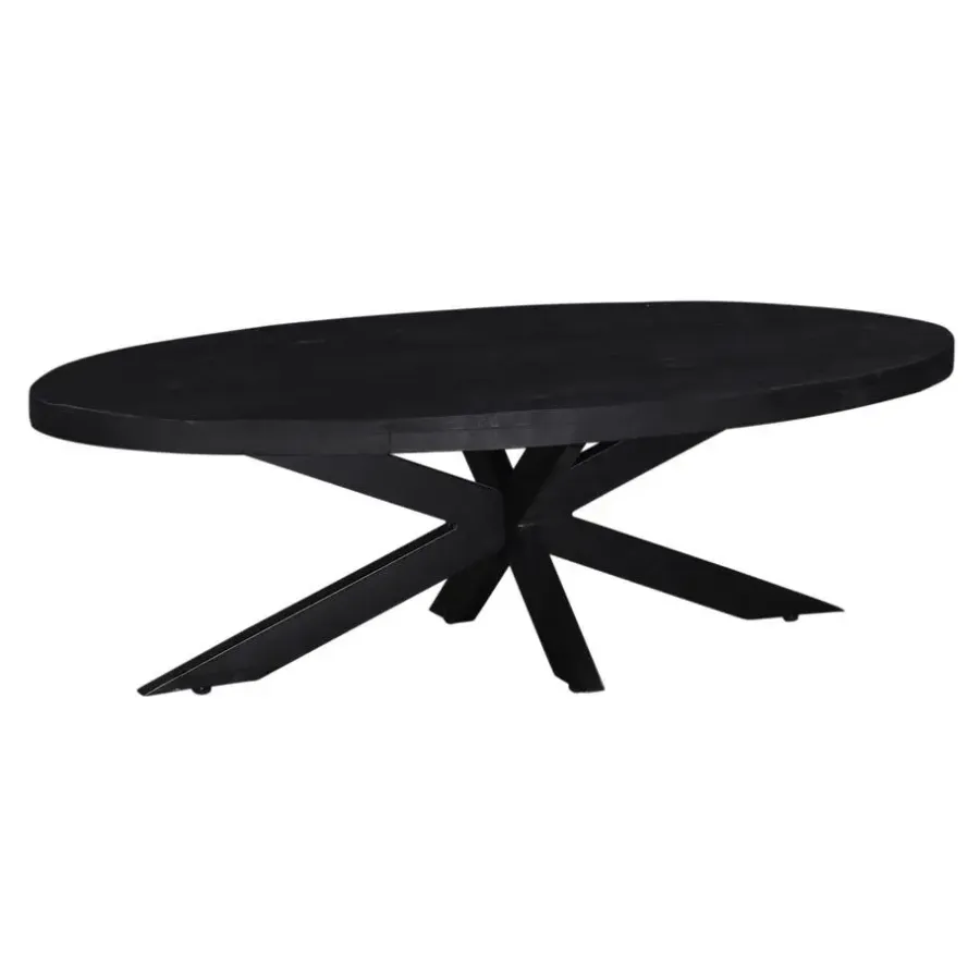 Salontafels-Giga Meubel Salontafel Ovaal - Zwart - 130cm - Mangohout - Tafel Mansour