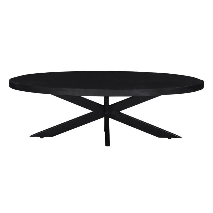 Salontafels-Giga Meubel Salontafel Ovaal - Zwart - 130cm - Mangohout - Tafel Mansour