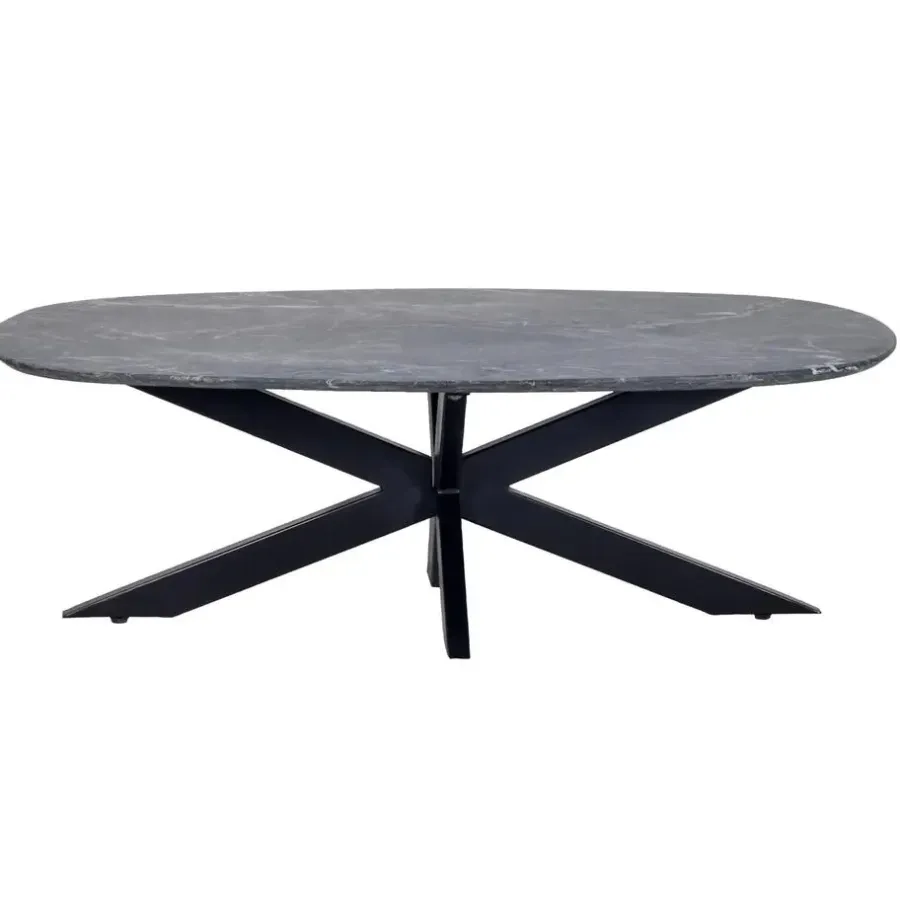 Giga Meubel Salontafel Richy Zwart Marmer Deens Ovaal 120cm